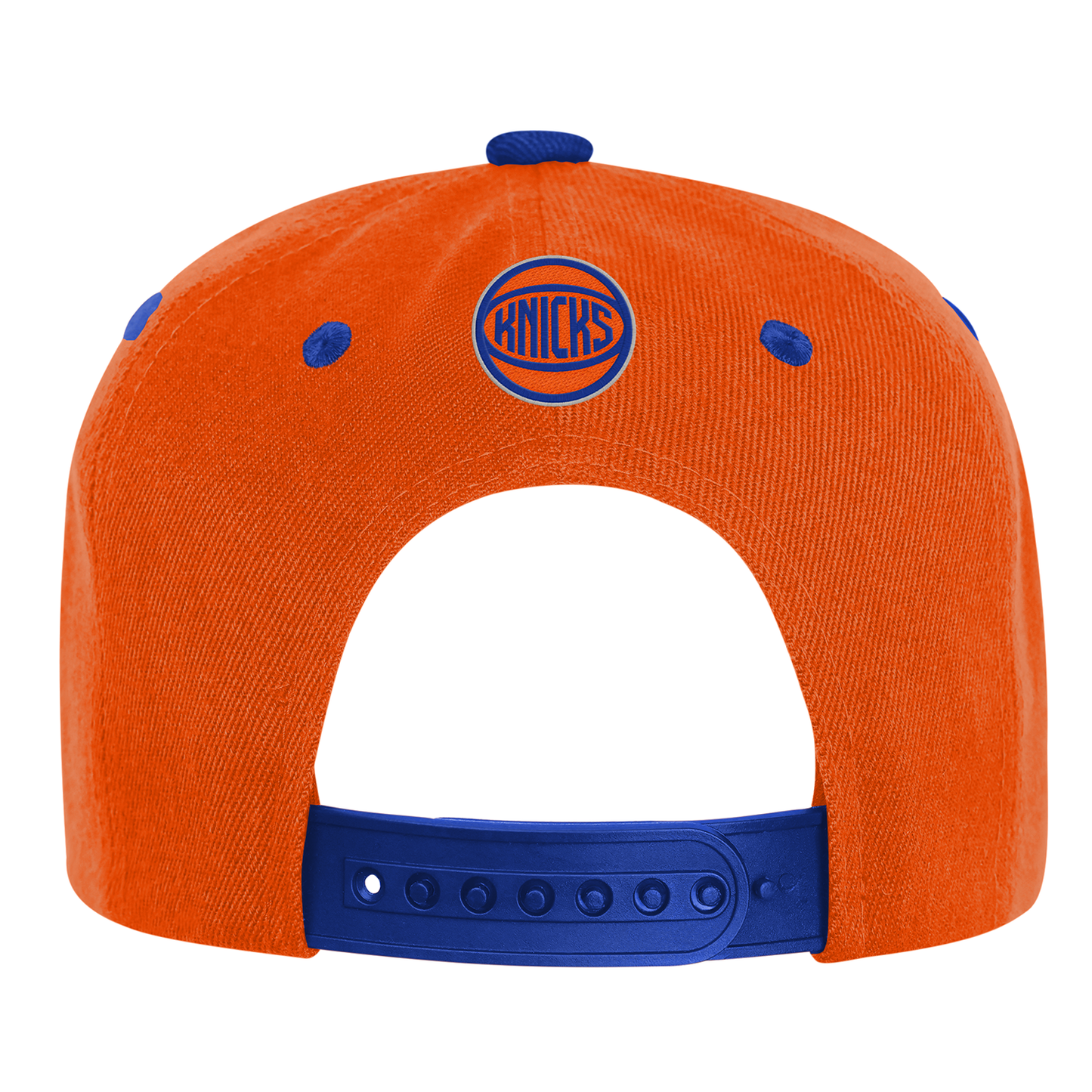 Youth Knicks Script Orange Flatbrim Snapback - Back View