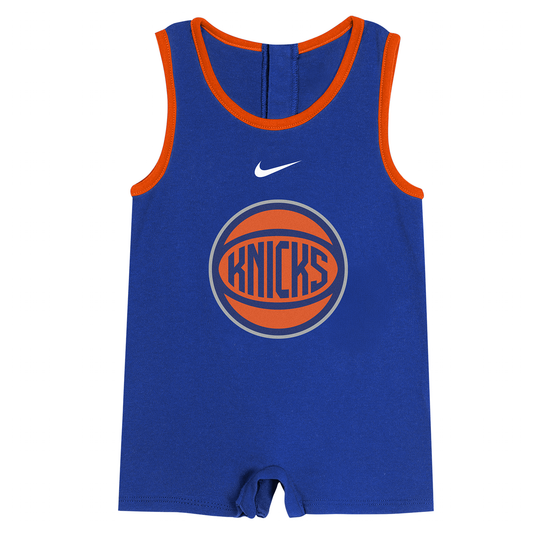 Nike Newborn Knicks Ball Logo Romper Onesie - Front View