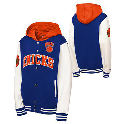 Toddler Mitchell & Ness Knicks Court Side Fleece Hooded Jacket - Full View