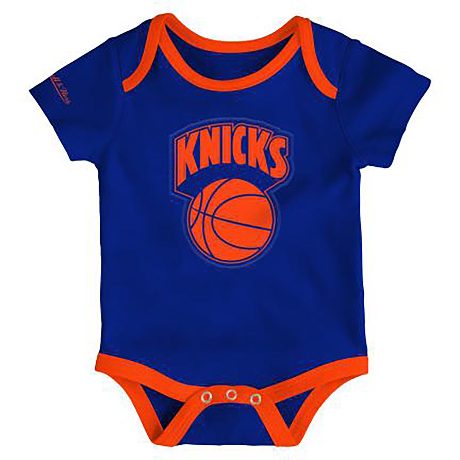 Newborn Mitchell & Ness Knicks Over the Limit Onesie - Front View