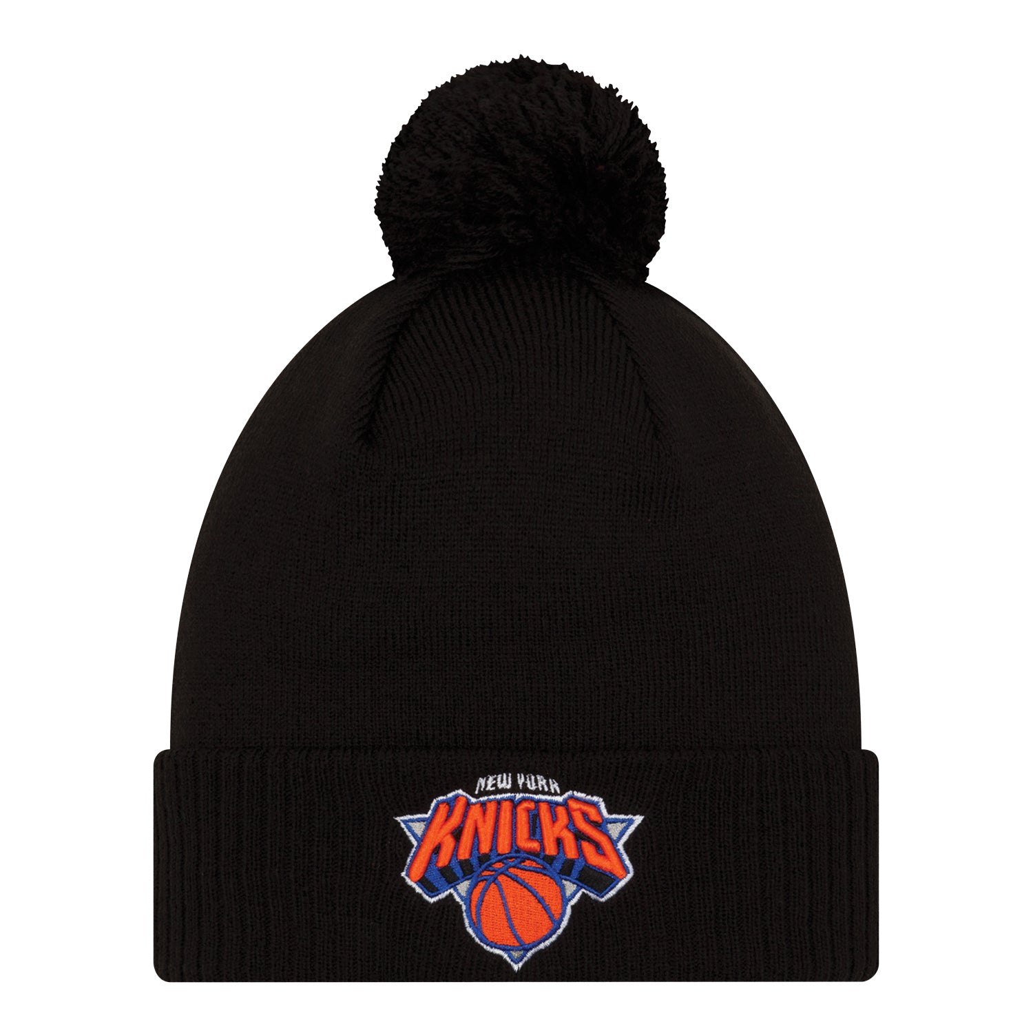 Youth New Era Knicks 21-22 City Edition Knit Pom Hat In Black - Front View