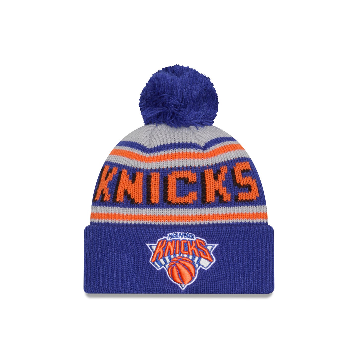 Youth New Era Knicks Wordmark Knit Pom - Front View