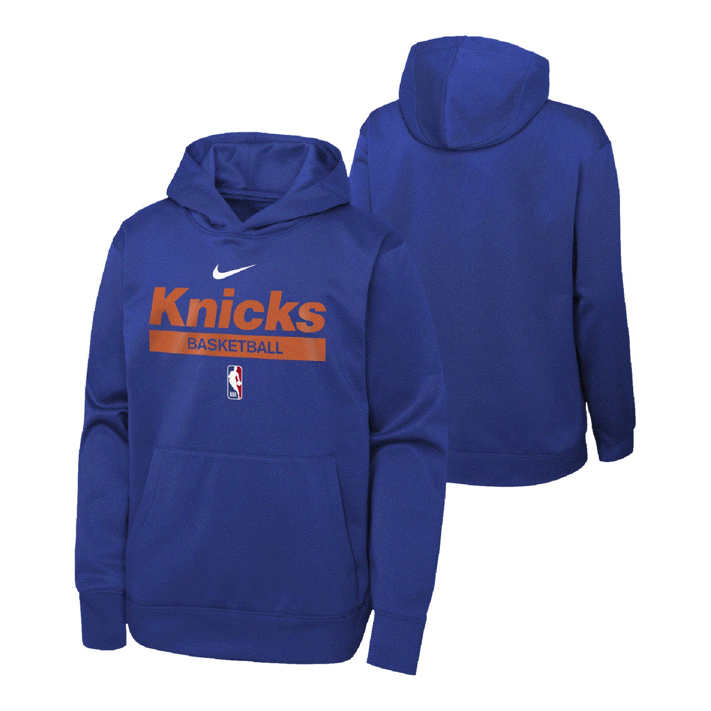 Youth Nike Knicks Dri-Fit Showtime Hood In Blue - Front & Back View