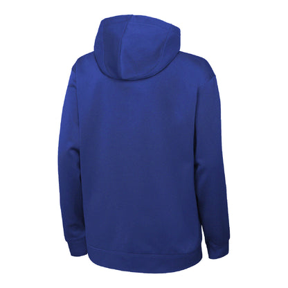 Youth Nike Knicks Dri-Fit Showtime Hood In Blue - Back View