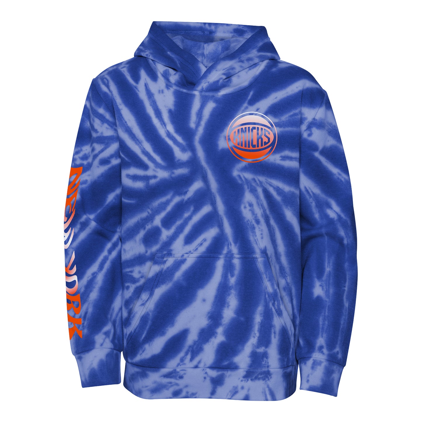 Kids Knicks Malibu Tie Dye Hoodie In Blue - Front View