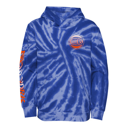 Kids Knicks Malibu Tie Dye Hoodie In Blue - Front View