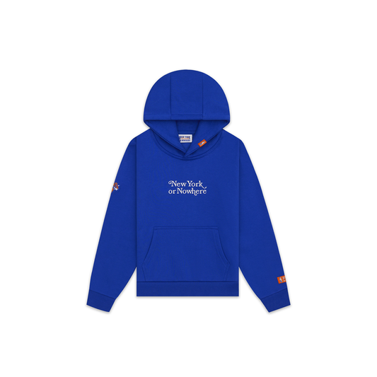 Kids NYON x Knicks Royal Motto Hoodie - Front View