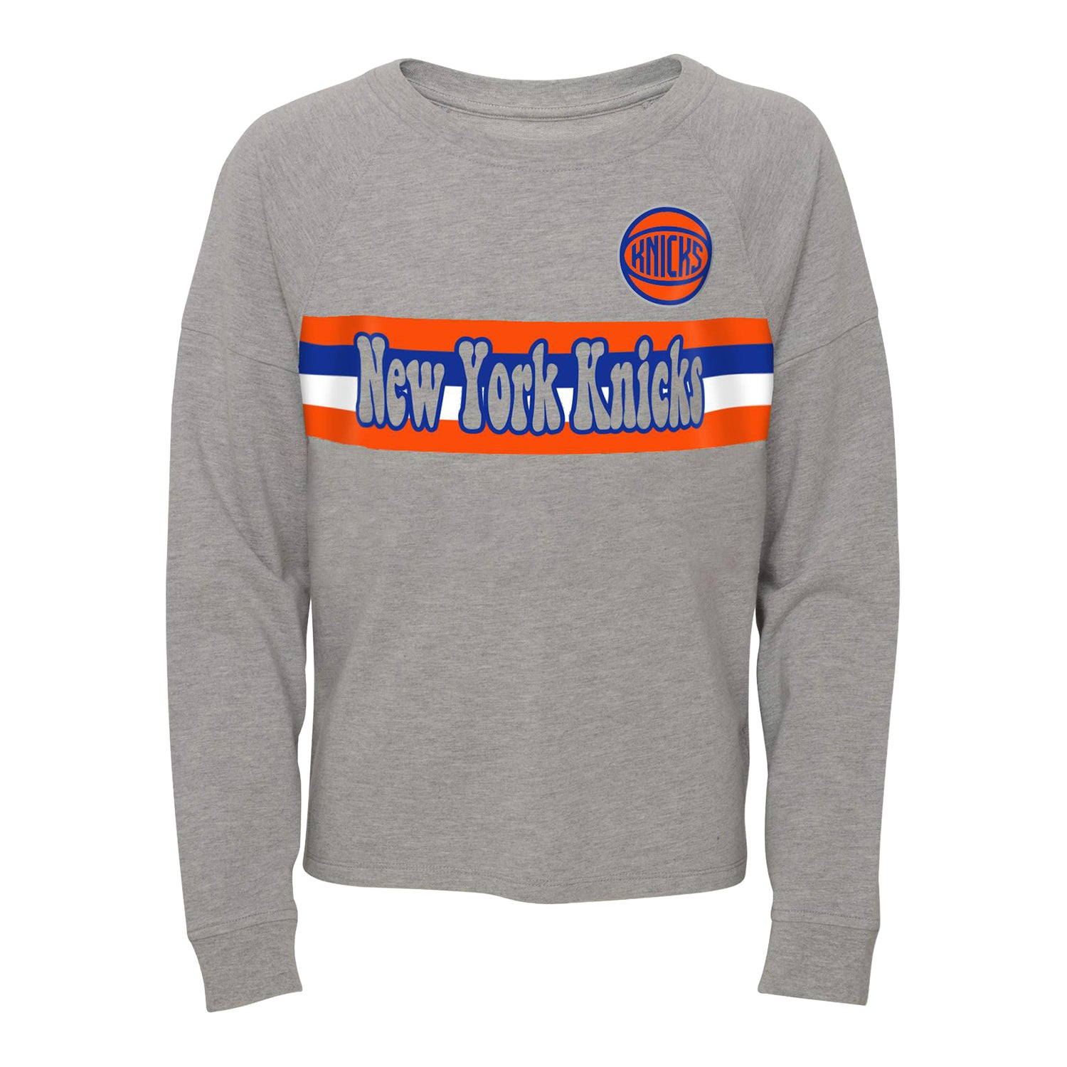 Girls Knicks Fashion Long Sleeve Tee In Grey - Front View