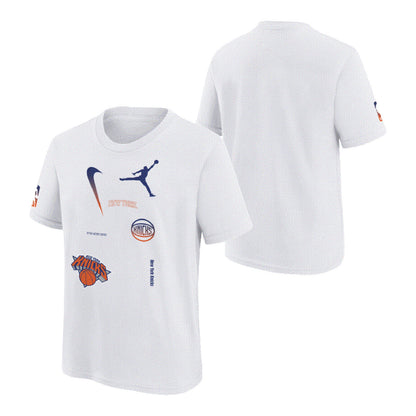 Youth Statement 22-23 Jordan Brand Courtside Max90 Tee In White - Front & Back View