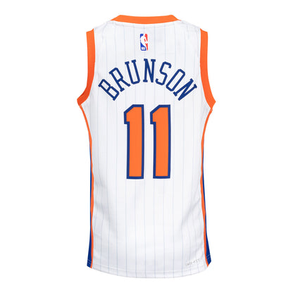 Youth 2024-25 Knicks Jalen Brunson CITY EDITION Jersey In White - Back View