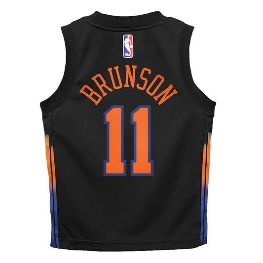 Kids Jalen Brunson Black Statement Swingman Jersey - Back View