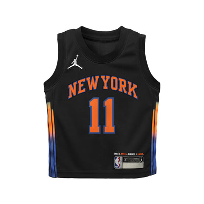 Kids Jalen Brunson Black Statement Swingman Jersey - Front View