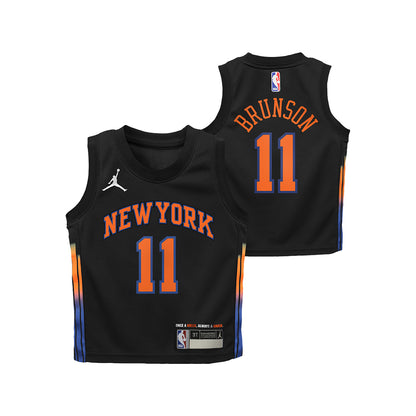 Kids Jalen Brunson Black Statement Swingman Jersey - Full View