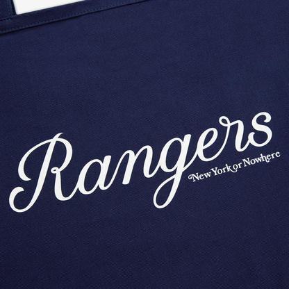 NYON x Rangers Navy Script Standard Tote - Wordmark View