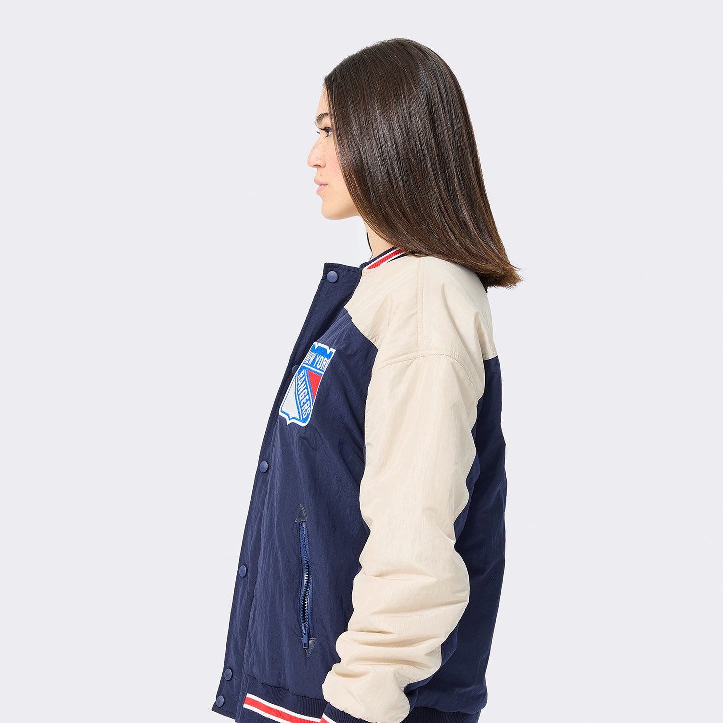 Terez Rangers Double Yoke Navy Bomber Jacket - Side View