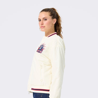 Terez Rangers Cream Liberty Bomber Jacket - Side View