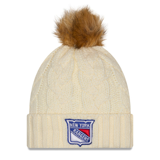 Women's New Era Rangers Fur Chrome Knit Pom - Front View