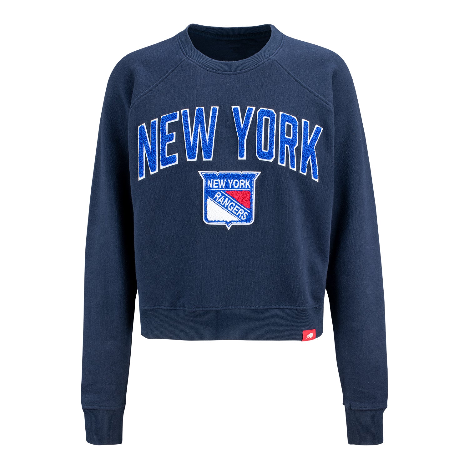 Women's Sportiqe Rangers Drexel Navy Ashlyn French Terry Crew - Front View