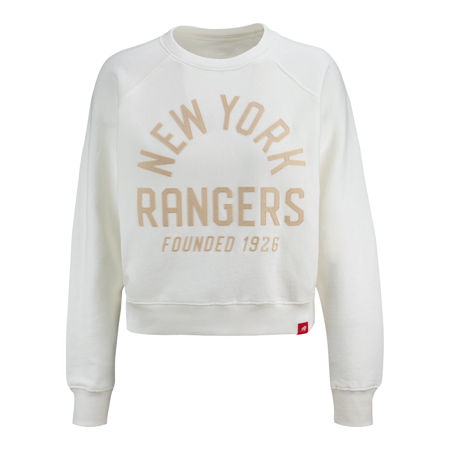 Women's Sportiqe Rangers Brava White Ashlyn French Terry Crew - Front View