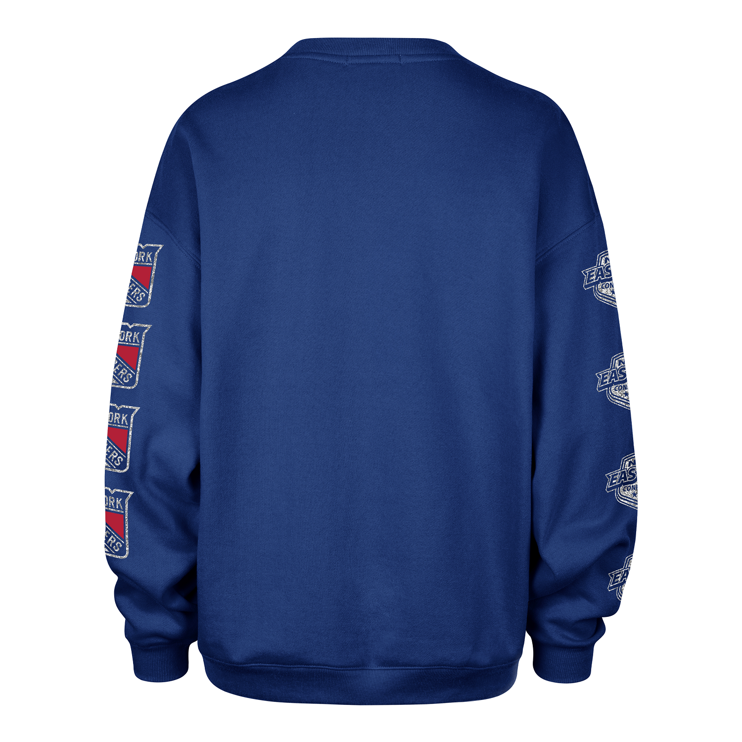 Women's 47 Brand Rangers Go Big Oversized Crew In Blue - Back View