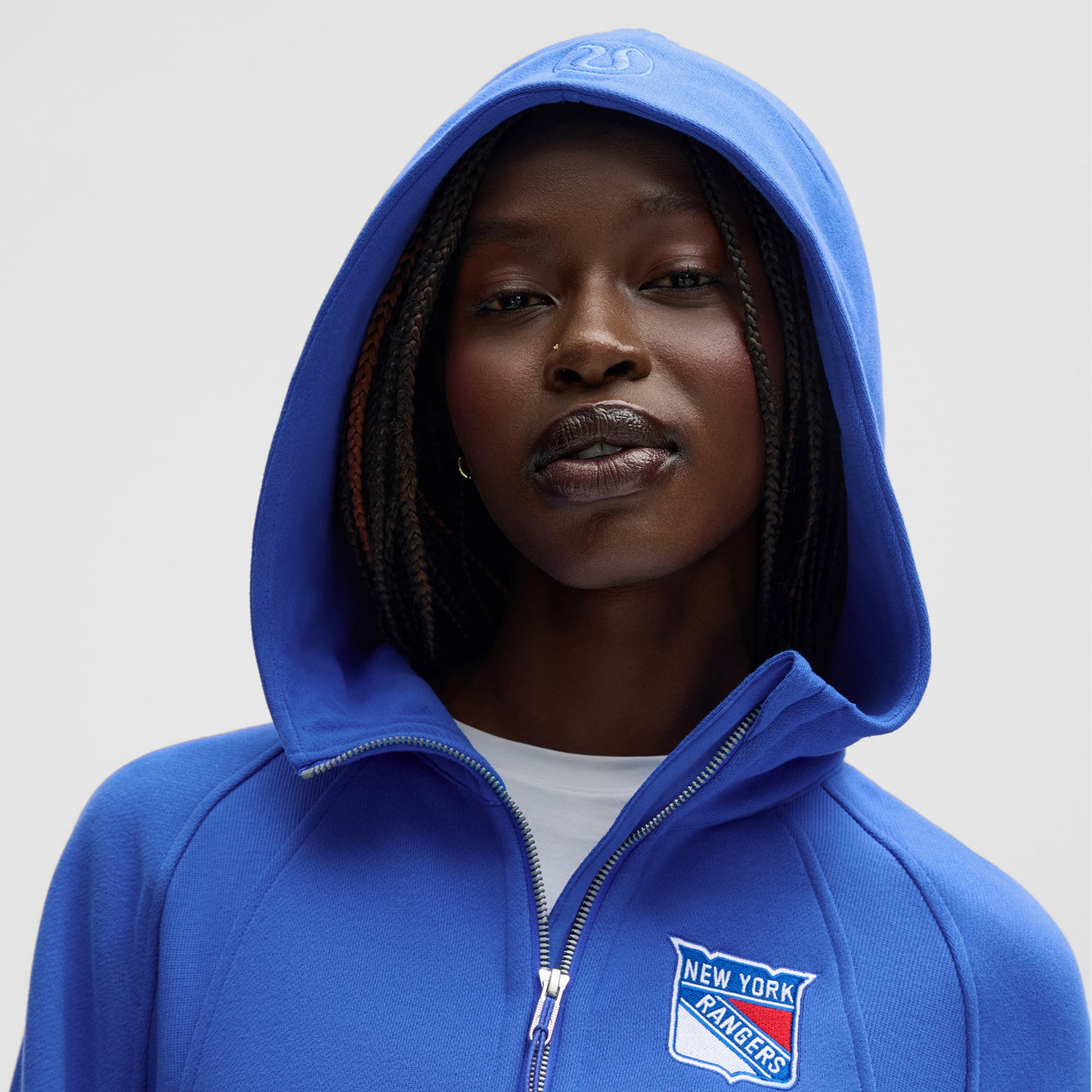 Women's Lululemon Rangers Blazer Blue Scuba Oversized Half Zip Hoodie - Hood View