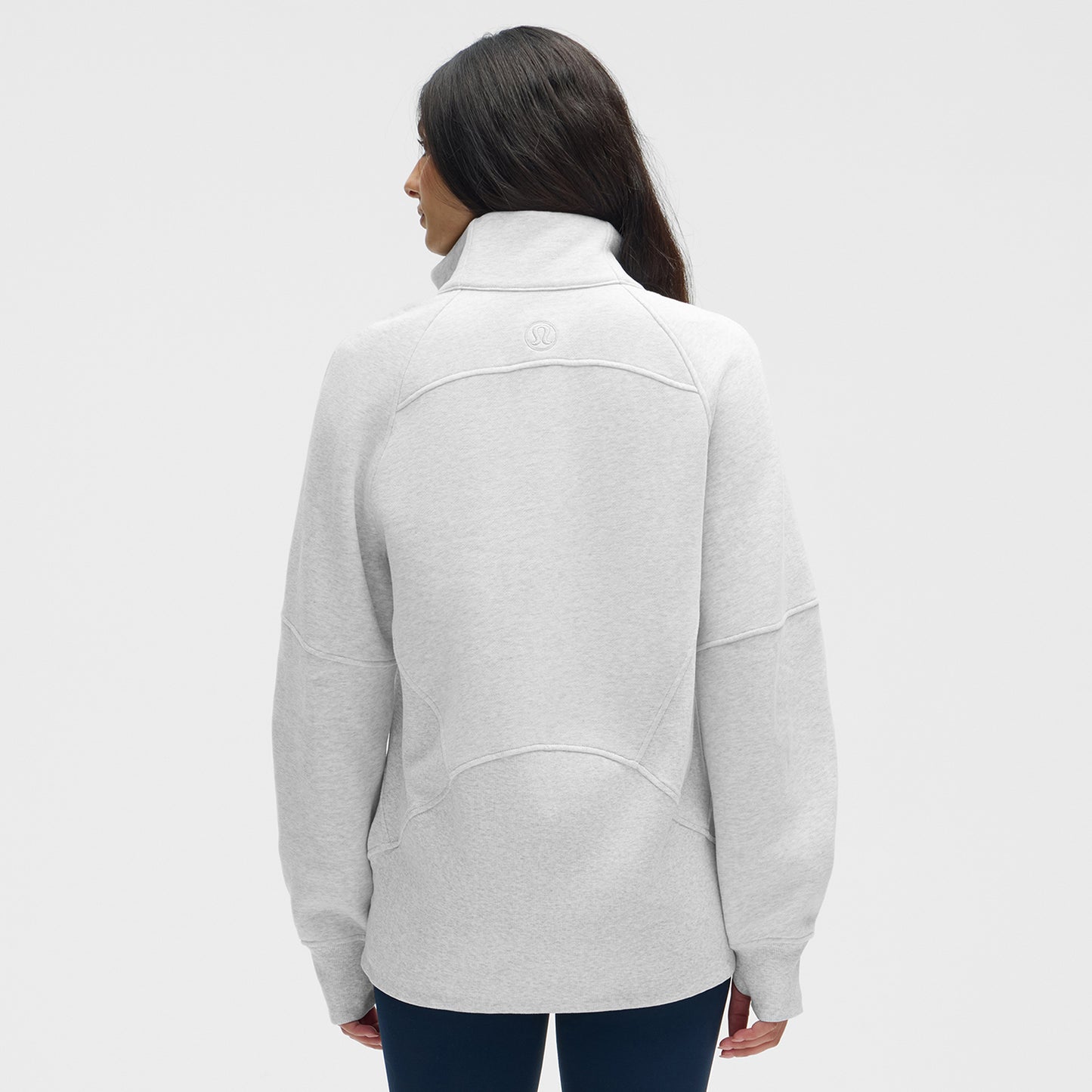 Women's Lululemon Rangers Heather Grey Scuba Oversized Funnel Neck Half Zip - Back View