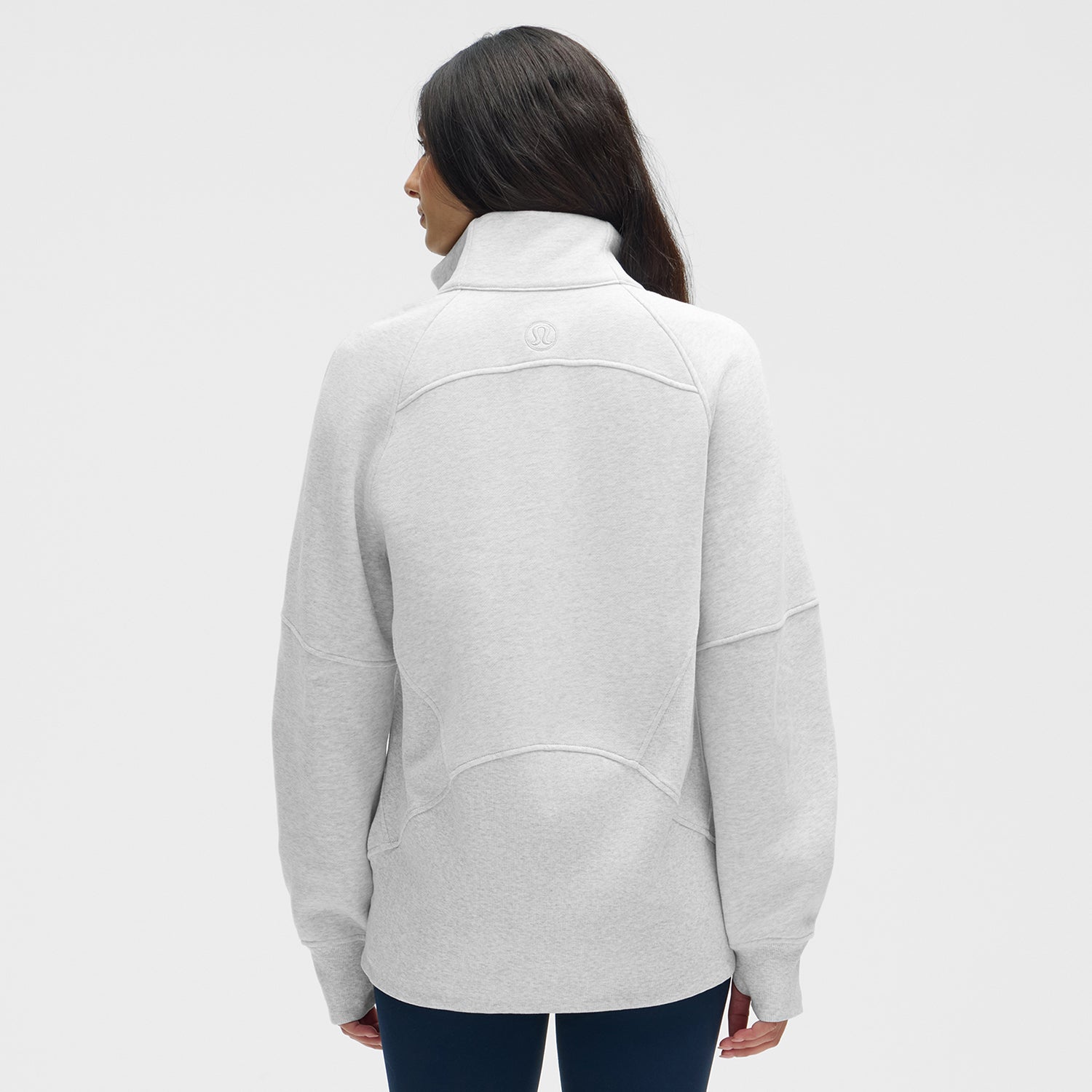 Women's Lululemon Rangers Heather Grey Scuba Oversized Funnel Neck Half Zip - Back View