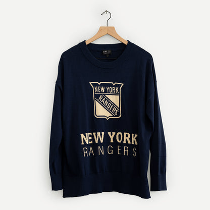Women's Line Change Rangers Team Logo Knit Sweater - Front View