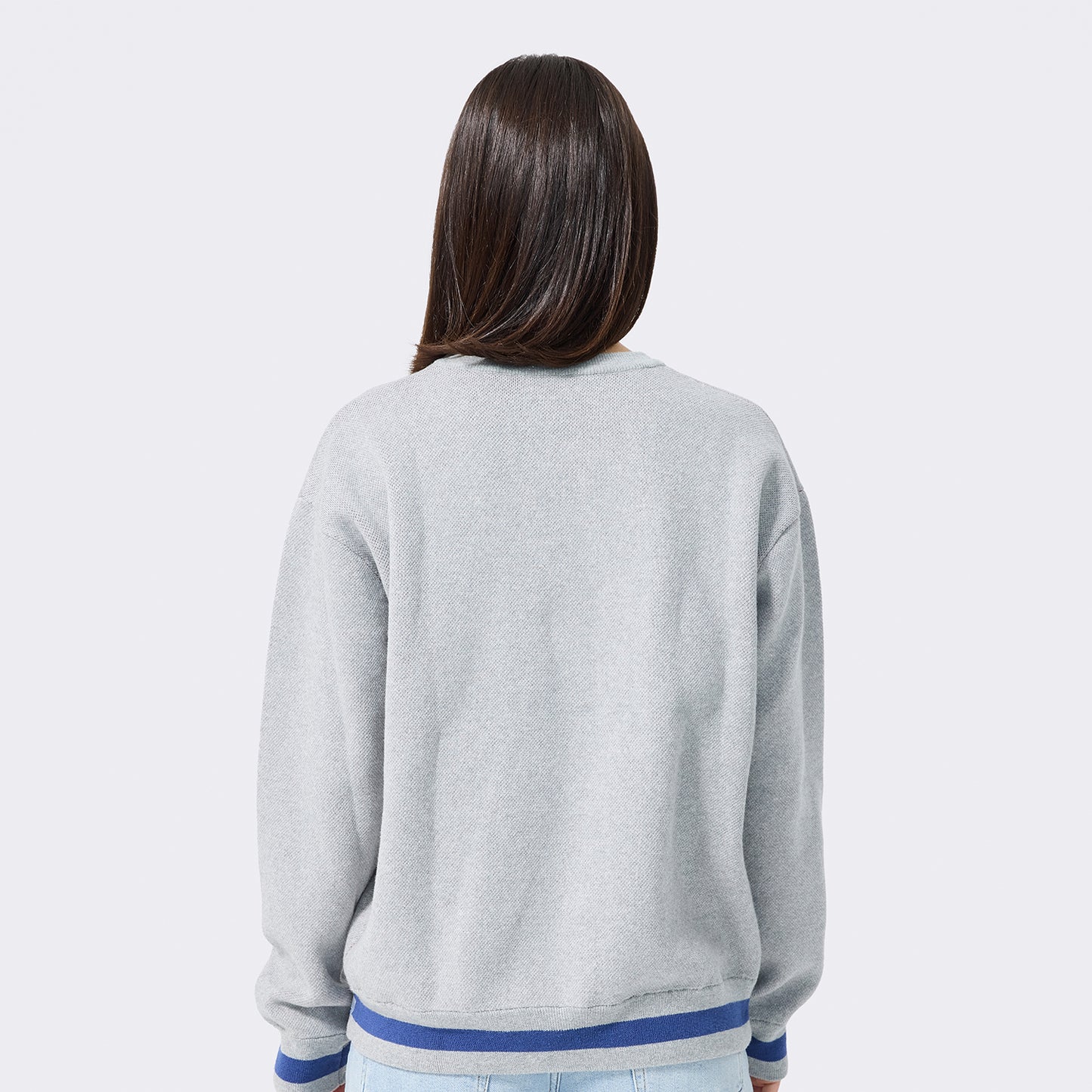 Terez Rangers Liberty Heather Grey Knit Cotton Sweater - Back View