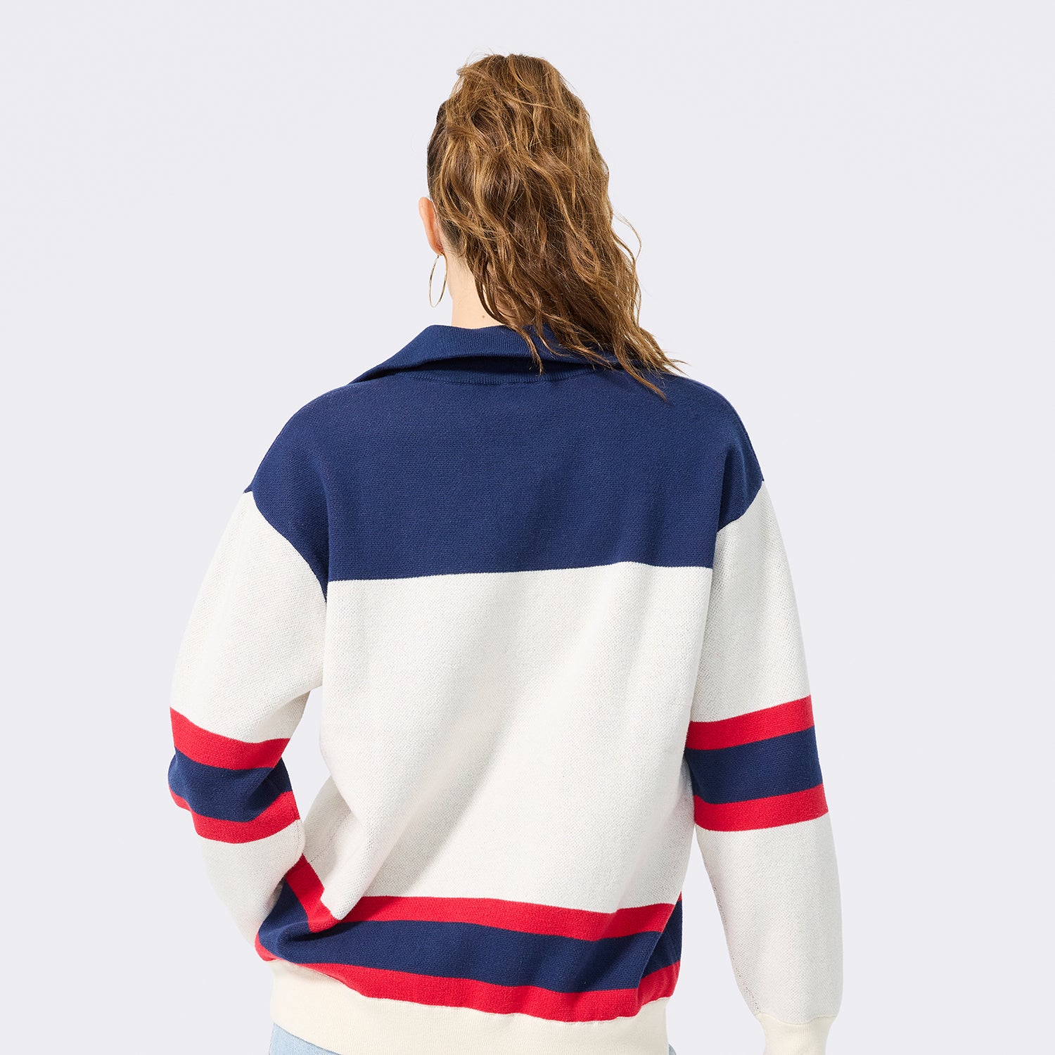 Terez Rangers Hockey Lace Knit Cotton Sweater - Back View