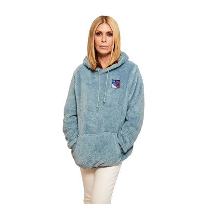 Jill Martin Rangers Denim Blue Sherpa Hoodie - Front Model View