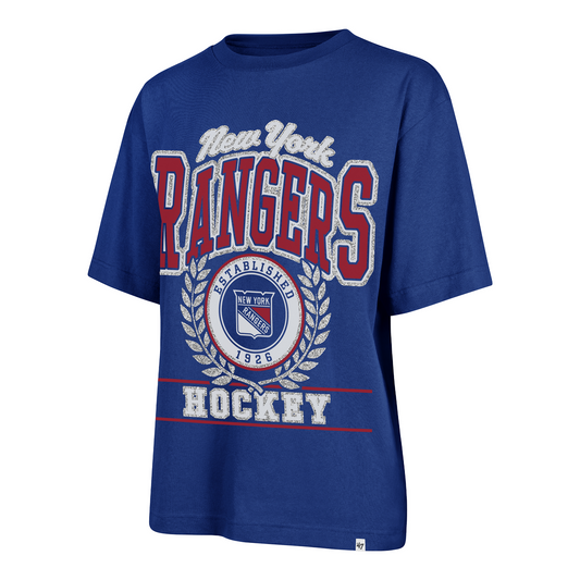 Women's 47 Brand Rangers Ring True Foundation Tee In Blue - Front View