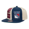 Mitchell & Ness Rangers Pop Panel Snapback - In Cream - Angled Left View