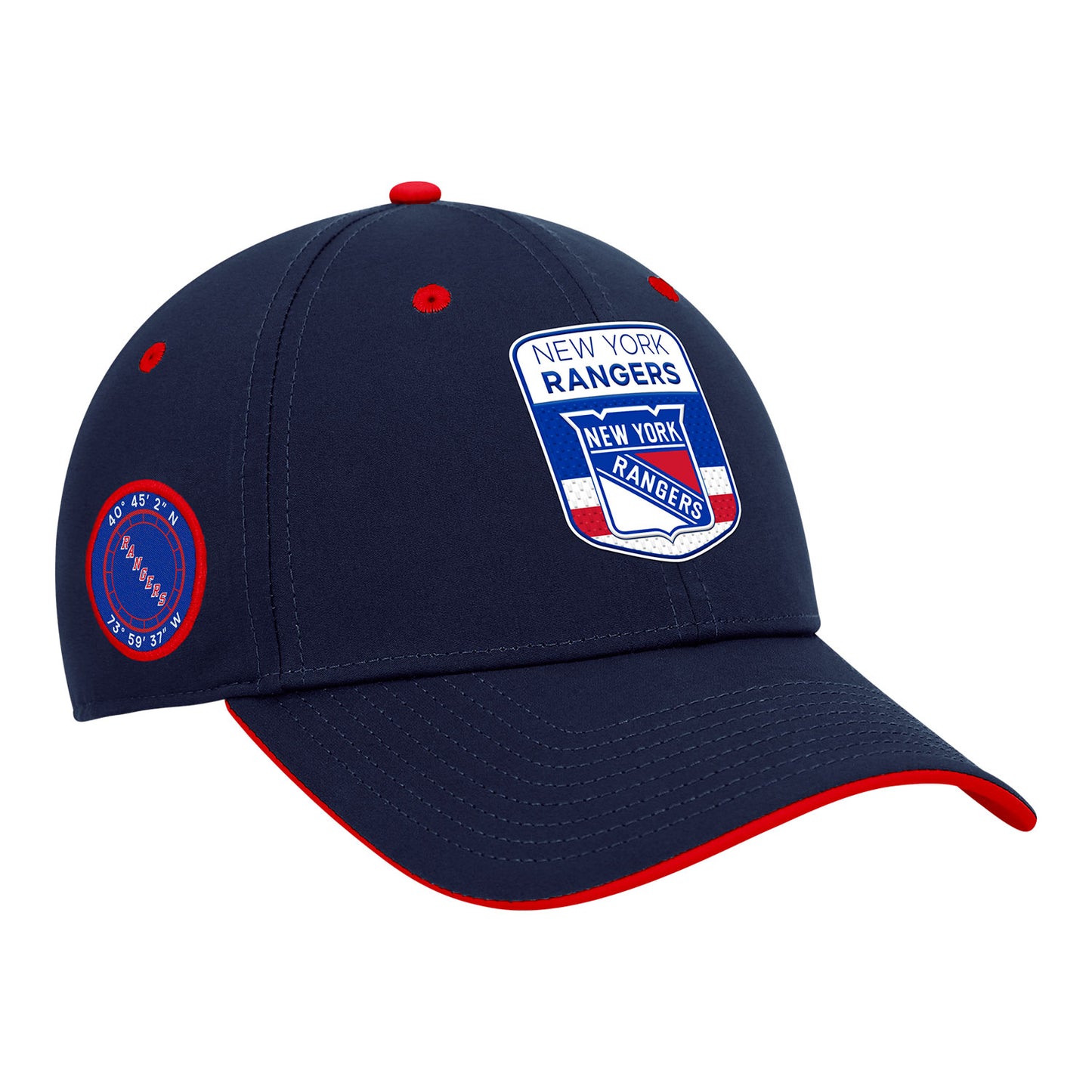 Fanatics Rangers 23 Authentic Pro Draft Structured Stretch Hat - In Navy - Angled Right View
