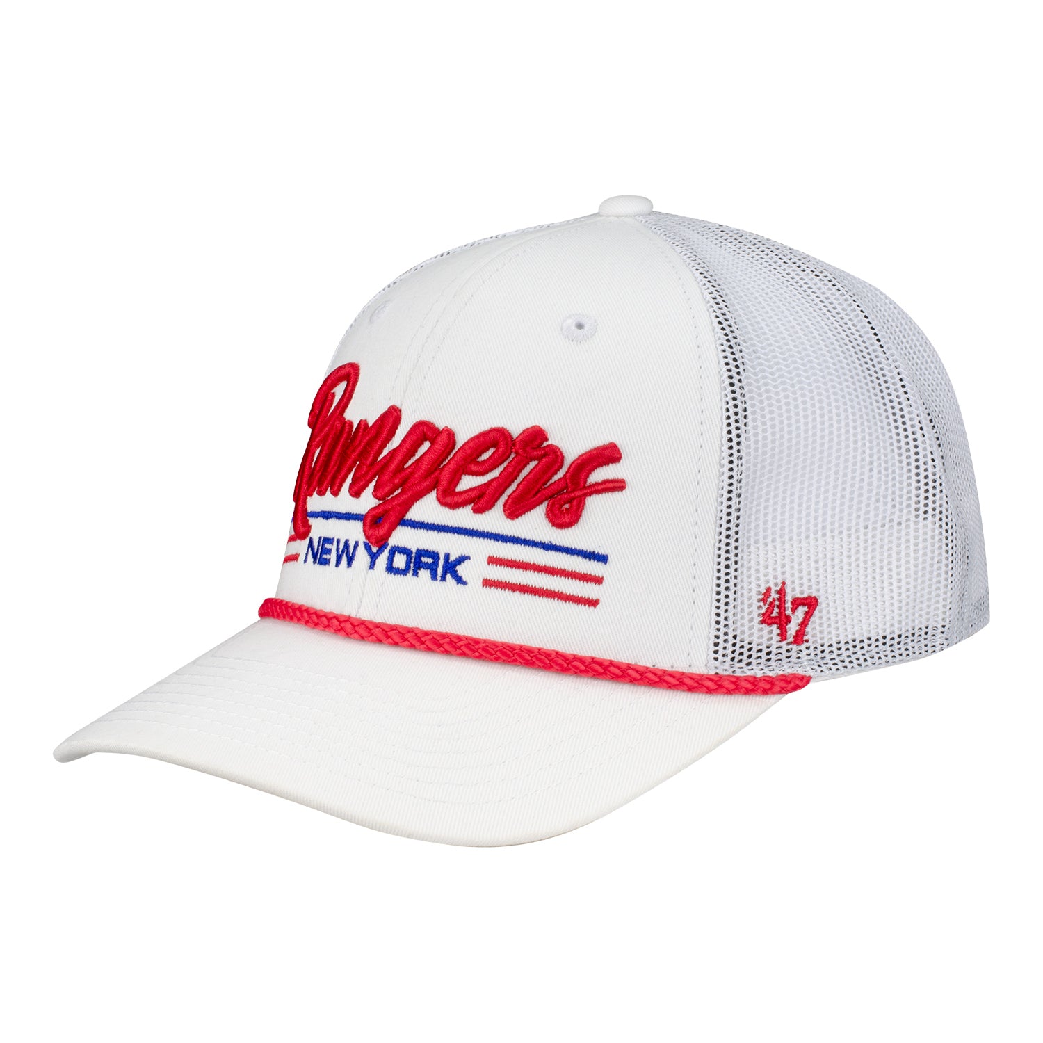 '47 Brand Rangers Garner Rope Trucker In White - Front Left View