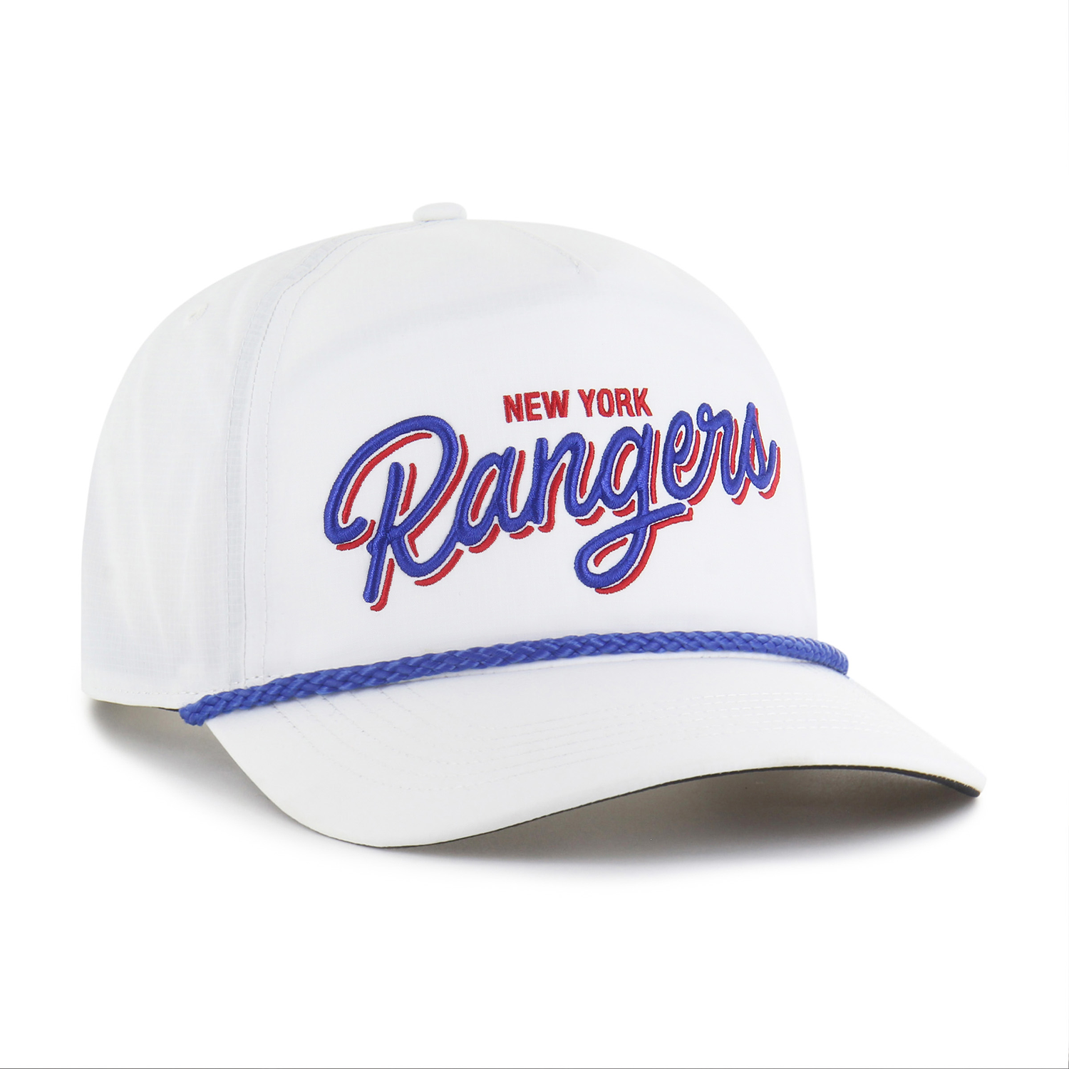 47 Brand Rangers White BRRR Fairway Hitch Snapback - Front Right View