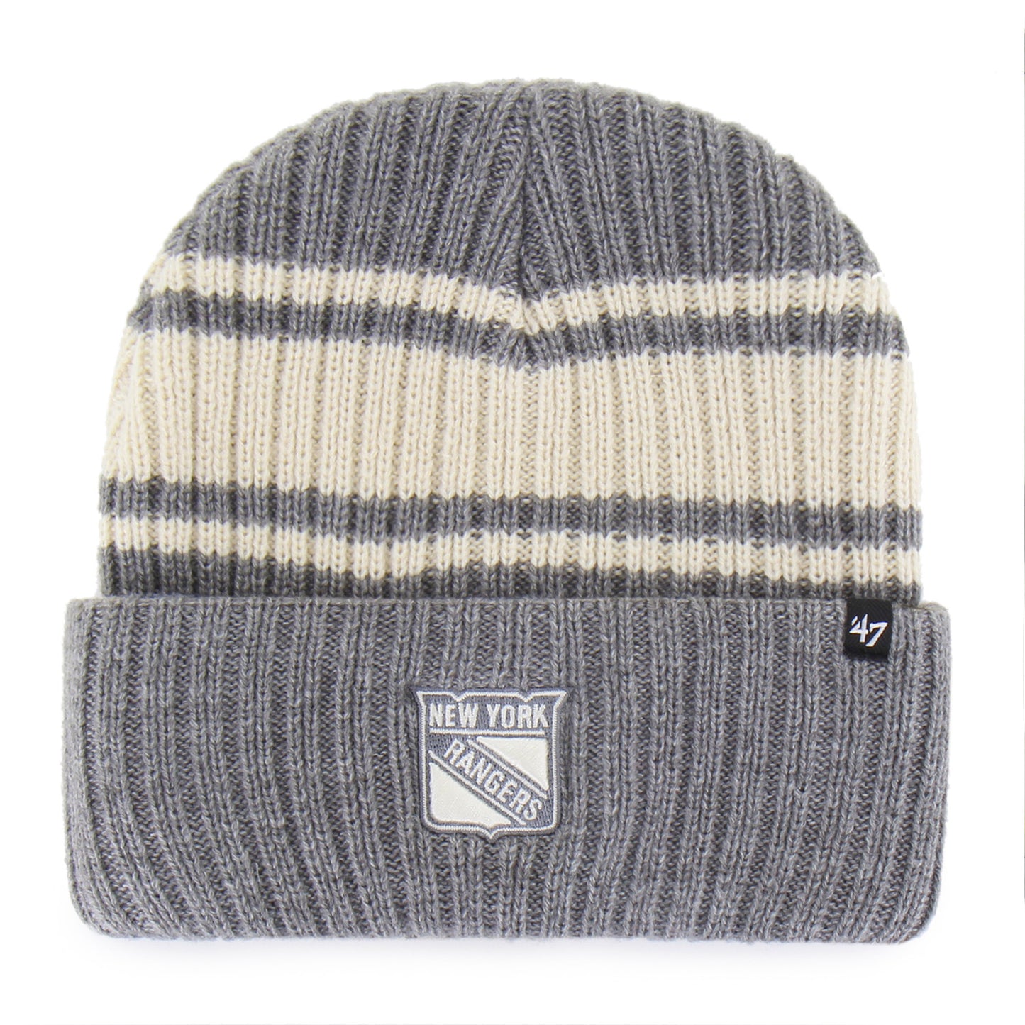'47 Brand Rangers Gray Harbor Stripe Cuff Knit - Front View