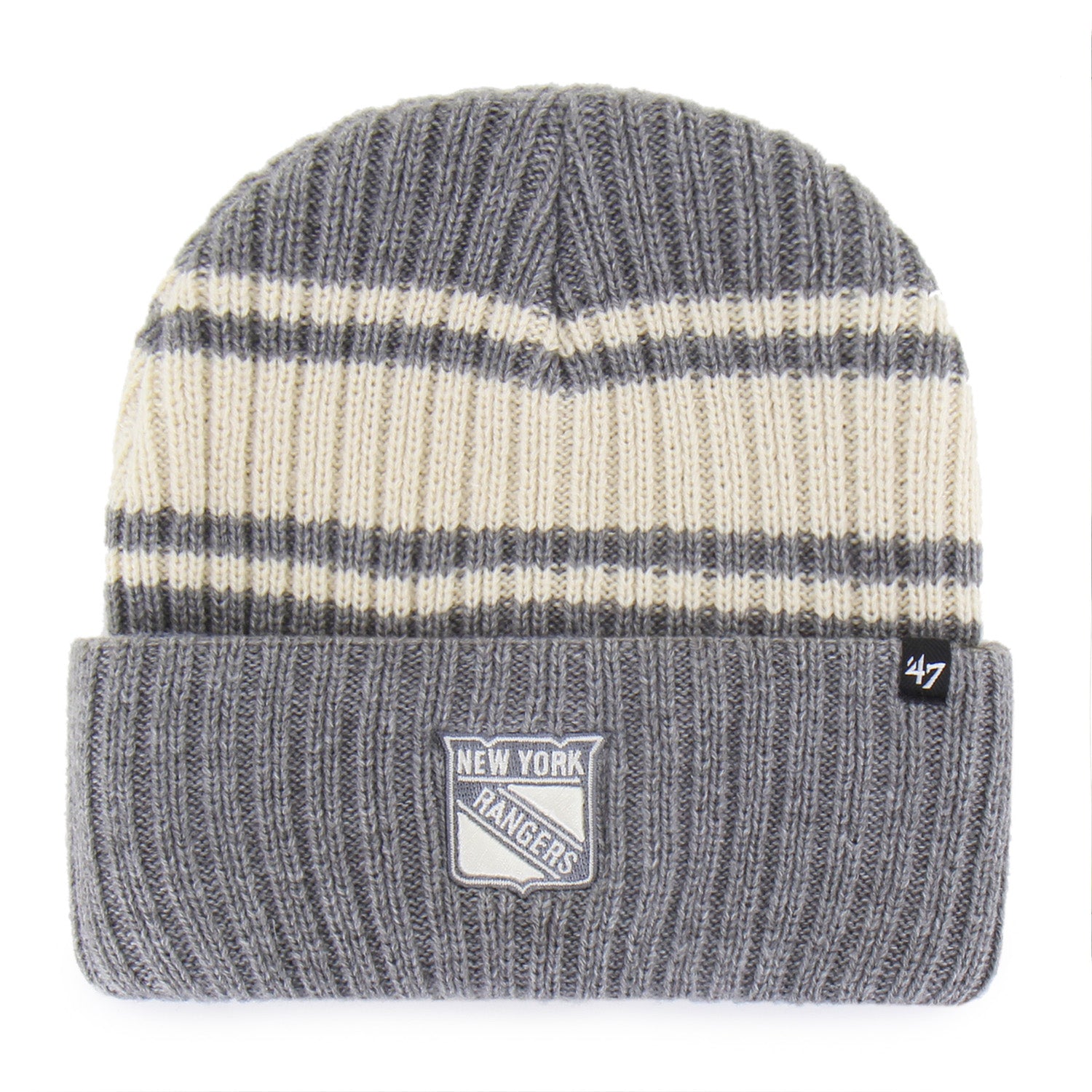 '47 Brand Rangers Gray Harbor Stripe Cuff Knit - Front View