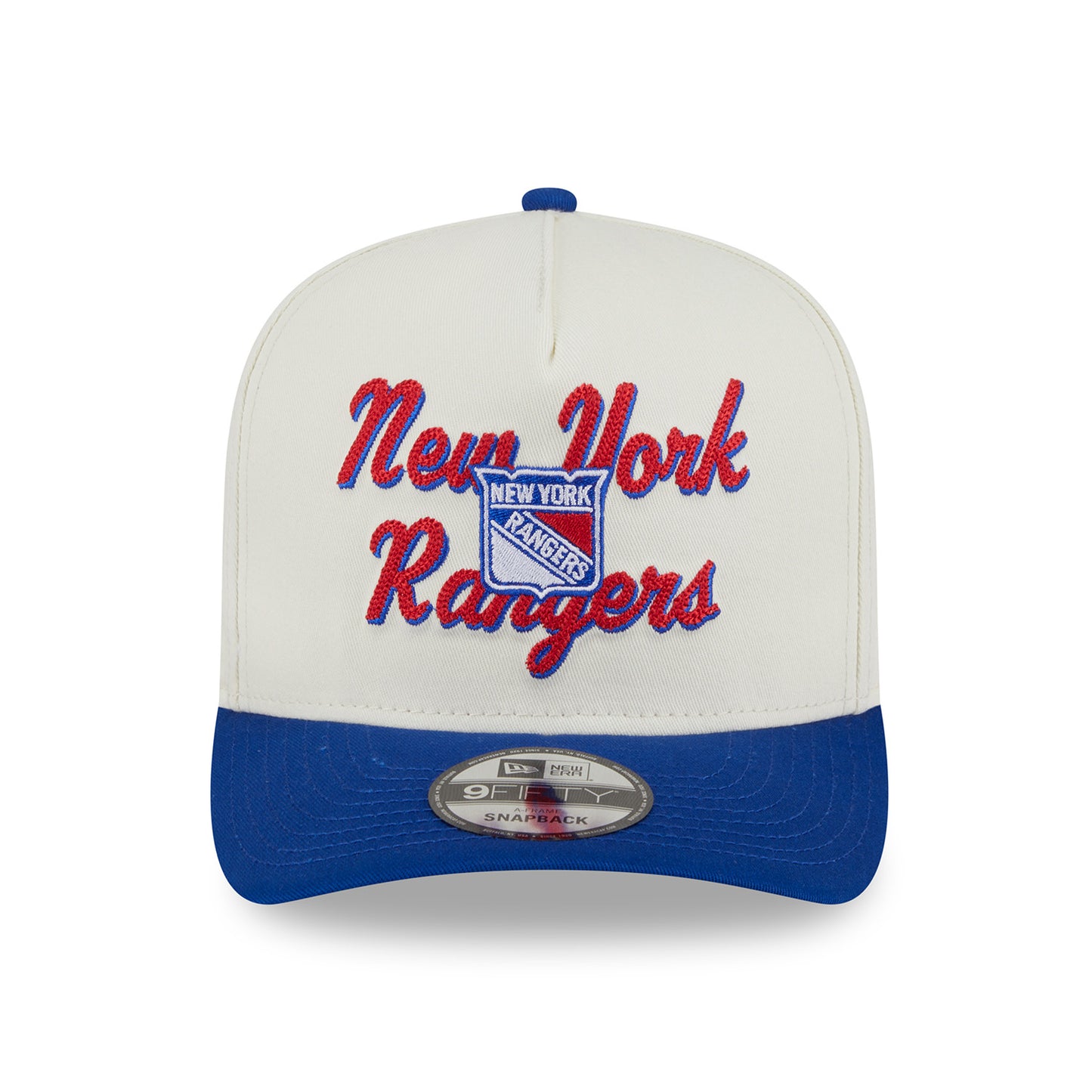 New Era Rangers Chainstitch 950 A Frame Snapback Chrome/Royal - Front View