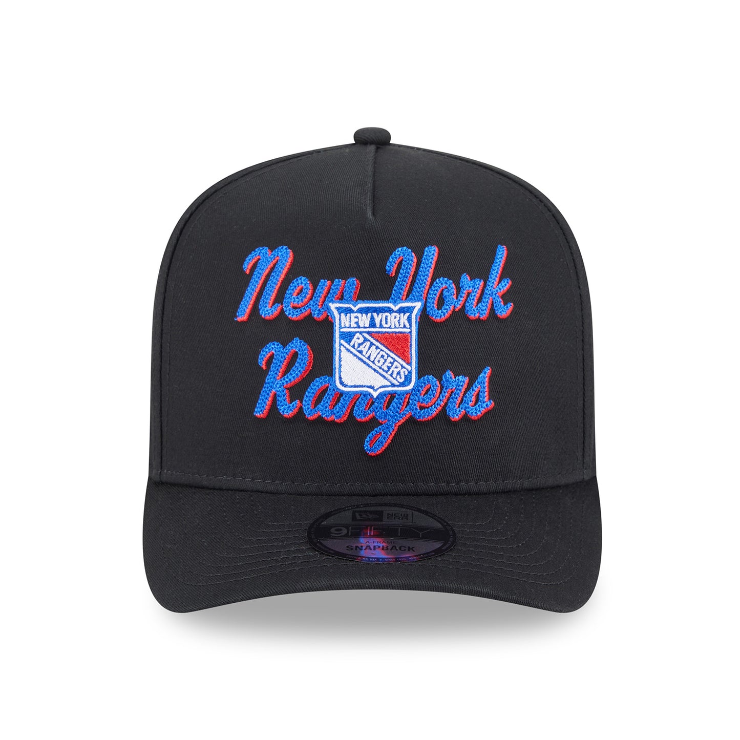 New Era Rangers Chainstitch 950 A Frame Snapback Black - Front View