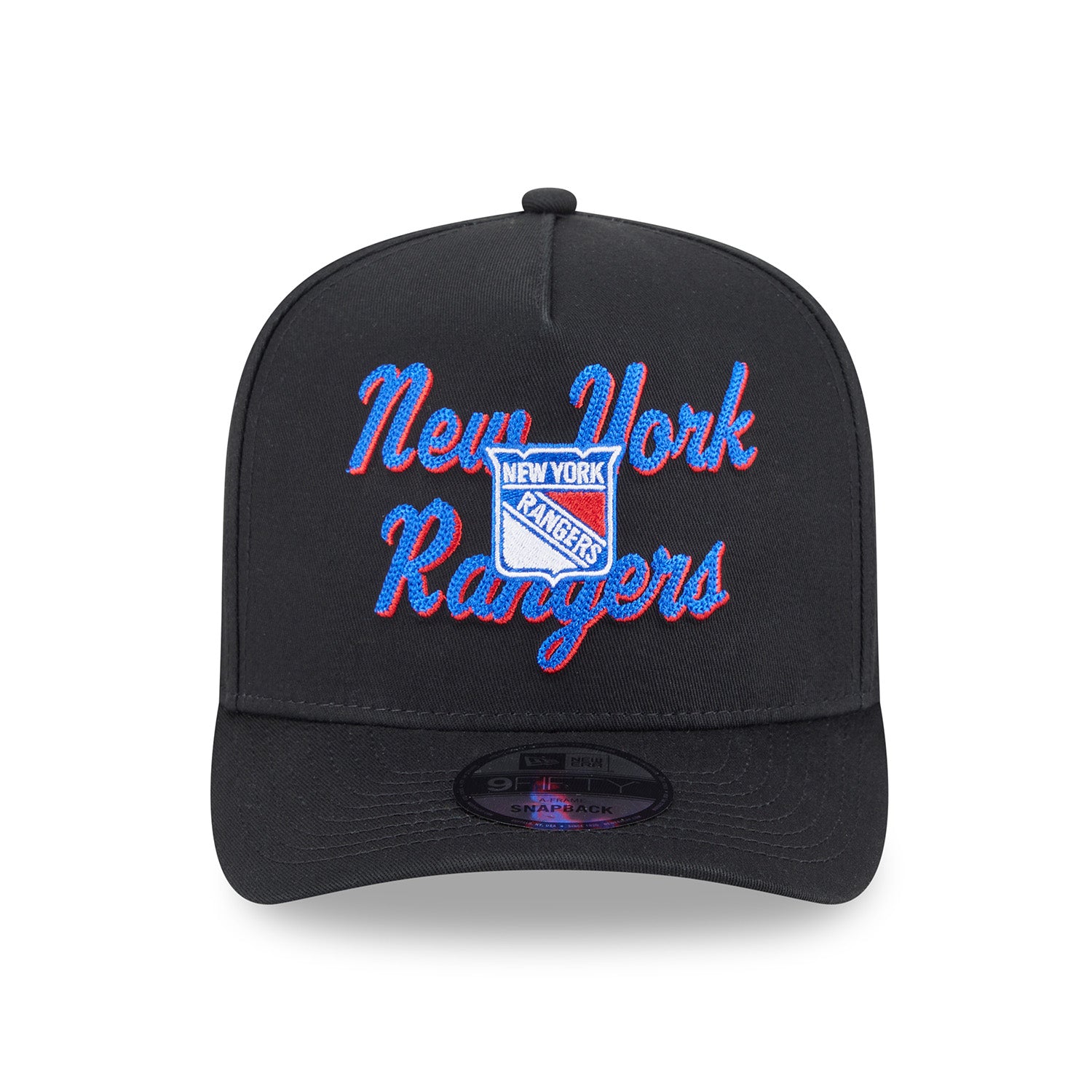 New Era Rangers Chainstitch 950 A Frame Snapback Black - Front View