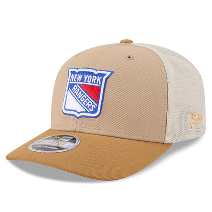 New Era Rangers 2 Tone Trucker 970 Stretch Snapback Stone - Front Left View