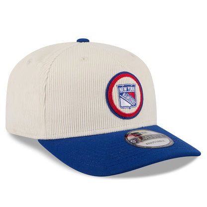 New Era Rangers Loyal Corduroy 970 Stretch Snapback Chrome/Royal - Front Right View