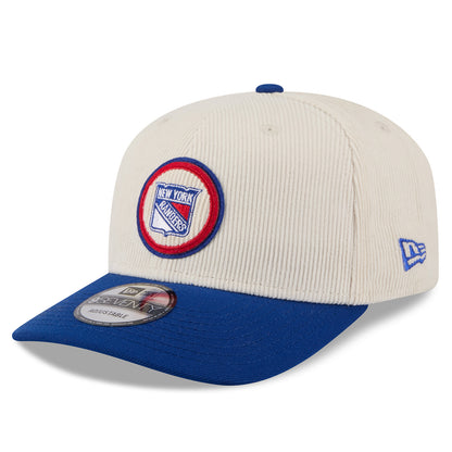 New Era Rangers Loyal Corduroy 970 Stretch Snapback Chrome/Royal - Front Left View