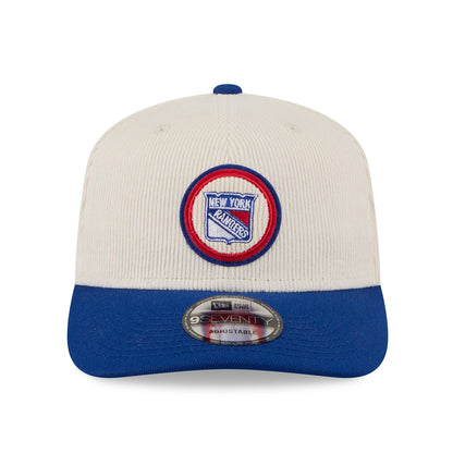 New Era Rangers Loyal Corduroy 970 Stretch Snapback Chrome/Royal - Front View