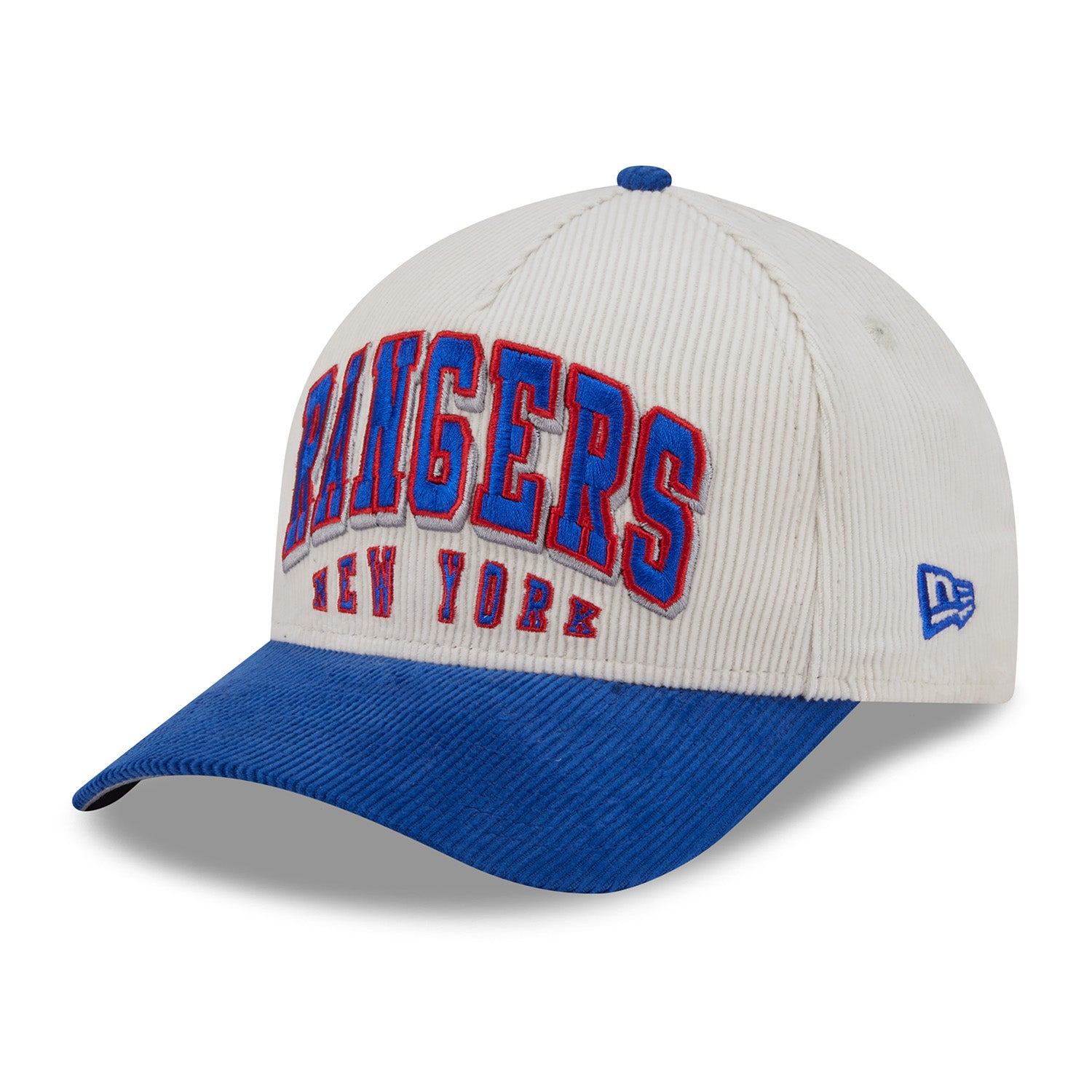 New Era Rangers 2Tone Sided 940 M-Crown A Frame Snapback Chrome/Royal - Front Left View