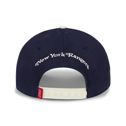 NYON x Rangers Navy/White Motto Snapback - Back View
