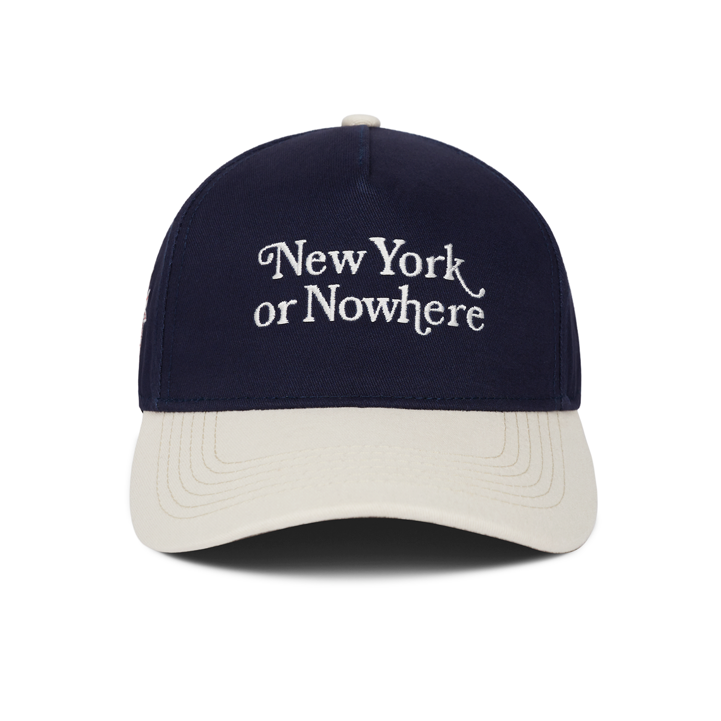 NYON x Rangers Navy/White Motto Snapback - Front View