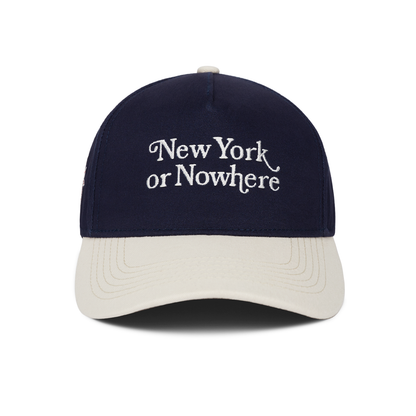 NYON x Rangers Navy/White Motto Snapback - Front View