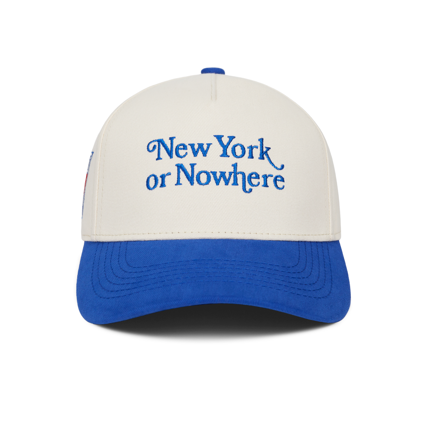 NYON x Rangers White/Royal Motto Snapback - Front View
